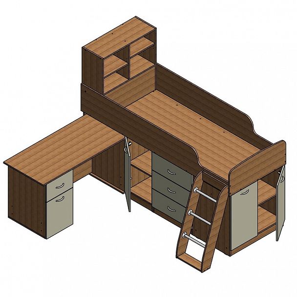 Кровать-чердак "Дюймовочка-1" дуб/салатовый - Вид 2