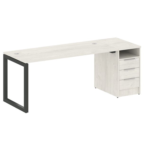 Metal System Quattro Р. ст. с тумбой на О-образном м/к 50БО.РС-СТП-1.4 Дуб наварра/Антрацит металл 2012*720*750 - Вид 1