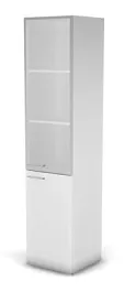 RAC063 ACCORD Шкаф комби правый, стекло сатин 451х448х1982 Белый премиум - Фото предпросмотра