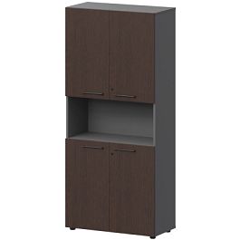 Шкаф высокий полузакрытый СМШ58.2.28F(Ч) Дуб венге/Графит 792x380x1990 Кортез - Фото предпросмотра