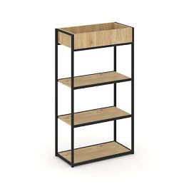 Rift Стеллаж металлический высокий приставной RF.STM-001 Тиквуд Светлый/Металл Черный 596*350*1250 - Фото предпросмотра