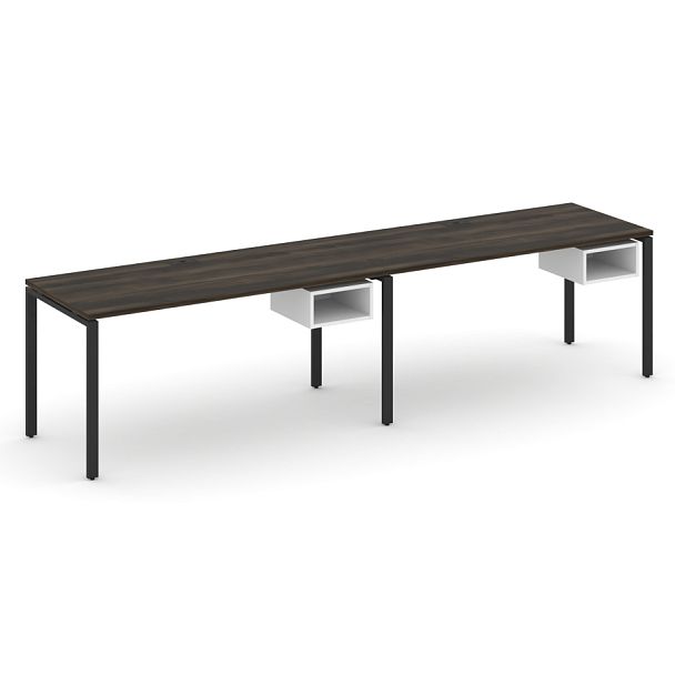 Concept Рабочая станция односторонняя с подвес. тумбами 2 места CN.ORS-104 Дуб Мали/Белый Бриллиант/Металл Черный 3160*720*750 - Вид 1