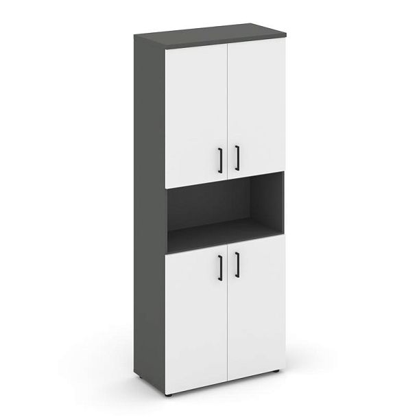 Style Project Шкаф высокий широкий SN.STS.E-107 Антрацит/Антрацит/Белый/Черный Ручки 796*400*1982 - Вид 1