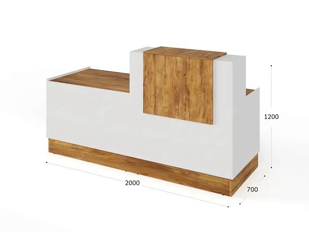 RTD090-200-ME ТАНДЕМ / TANDEM Стойка ресепшн 4-200 2000х700х1200 Таксония медовая - Вид 3