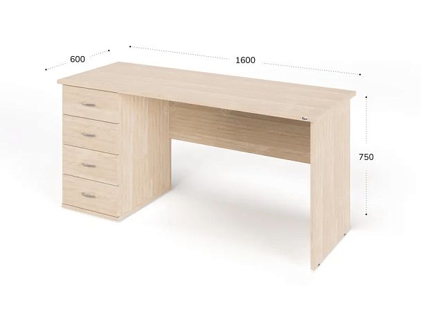 ЛАЙТ / LIGHT RLG007-16x6L Однотумбовый стол 160x60x75 Дуб Сонома - Вид 3