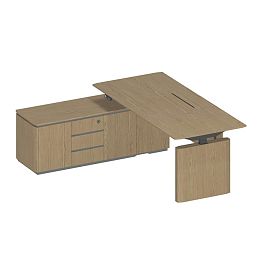 Стол руководителя ION на электроприводе на опорной тумбе левый ИН 138 ГР - Фото предпросмотра