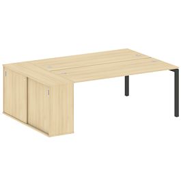 Metal System Quattro Р. ст. с шкафом-купе на П-образном м/к 50БП.РС-СШК-1.5 Т Акация/Антрацит металл 2210*1475*750 - Фото предпросмотра