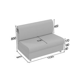 (kle3-d2bp) Диванная секция Клерк 3 двойная без подлокотников - Фото предпросмотра