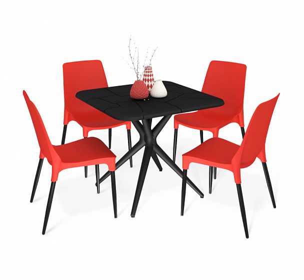 Обеденная группа Sheffilton SHT-DS208 черный/красный - Вид 1