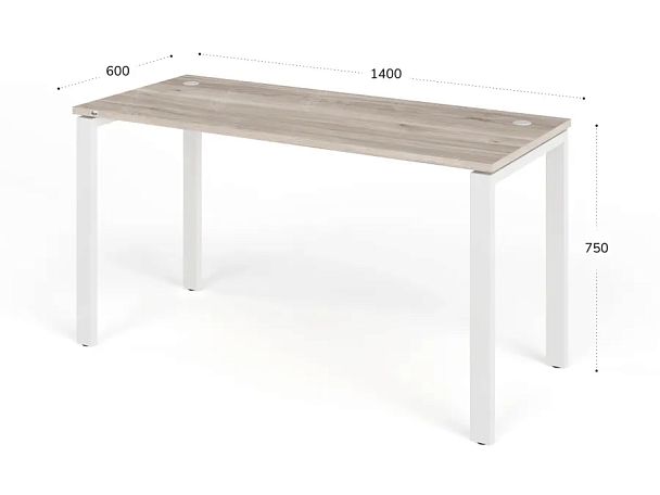 TANDEM RTD063-MK-140-MA Стол прямой на металлокаркасе ун-й 1400х600х750 Дуб Маувелла/Белый - Вид 2