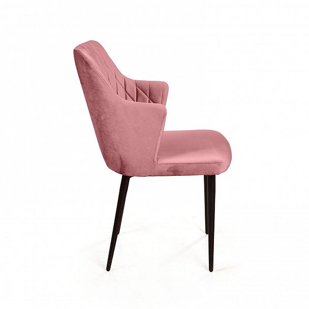 Стул с подлокотниками Hunt ромб, бархат пудровый 15 / чёрный конус - Вид 3