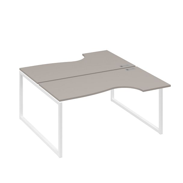 Рабочая станция (2х160) столы Классика опоры QUATTRO A4 А4 Б4 185 БП мокко премиум / металлокаркас белый - Вид 1
