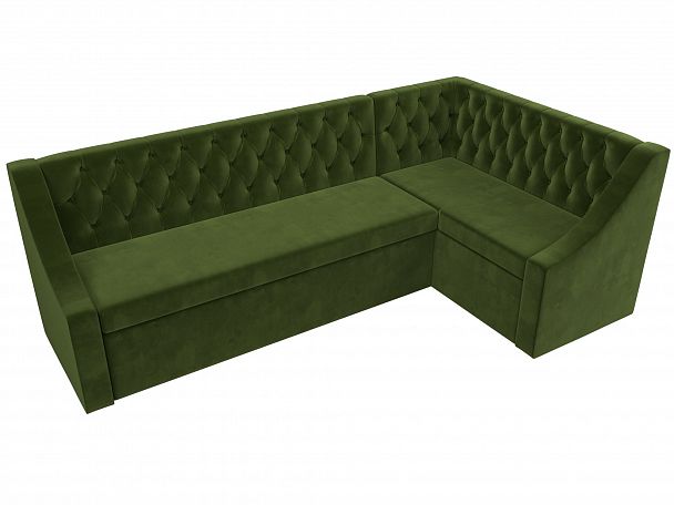 Кухонный угловой диван Мерлин правый (полностью микровельвет зеленый) - Вид 5