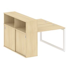 Metal System Quattro Р. ст. с шкафом-купе на О-образном м/к 50БО.РС-СШК-2.1 Т Акация/Белый металл 1410*1475*1098 - Фото предпросмотра