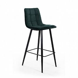 Стул барный UNO, бархат зелёный 19 / чёрный конус - Фото предпросмотра
