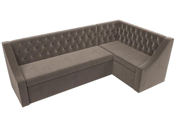 Кухонный угловой диван Мерлин правый (полностью велюр коричневый) - Вид 5