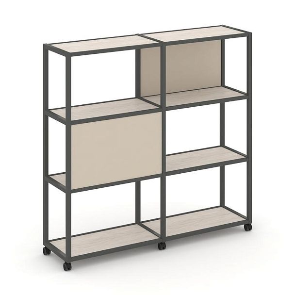 Shelf Mobile Стеллаж 4 уровня 2 секции VR.LT-STK-412.08 Денвер Светлый/Металл Антрацит/W-04 1570*400*1523 - Вид 1