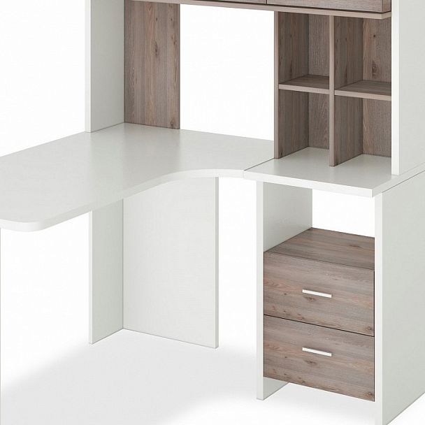 Стол компьютерный Домино Лайт СКЛ-Угл130+НКЛХ120 Белый/Нельсон правый - Вид 4