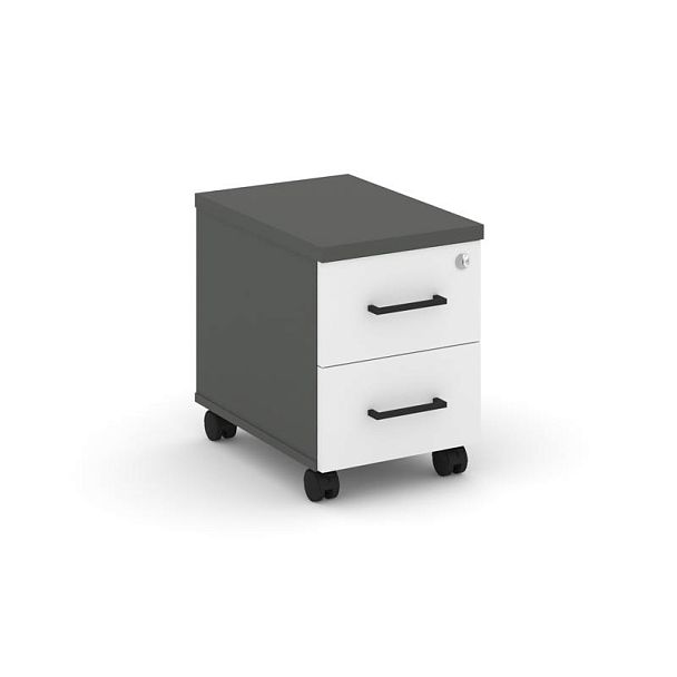 Стайл Проджект Тумба мобильная з/с ЛХДФ SN.TM-003 Антрацит/Антрацит/Белый/Черный Ручки 320*460*437 - Вид 1