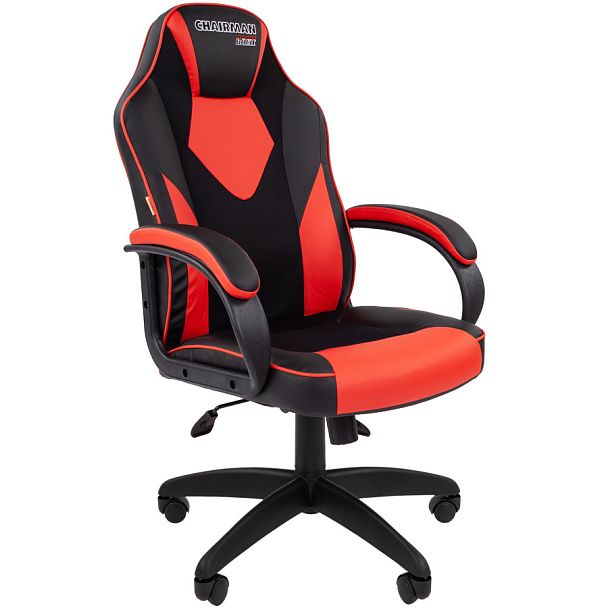 Кресло CHAIRMAN GAME 17, экокожа, черный/красный - Вид 1