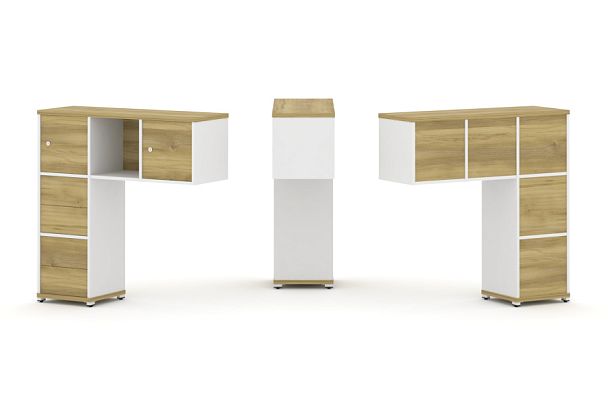 Concept Надставка низкая CN.ONN-004 Дуб Винченцо/Белый Бриллиант/Металл Белый 1099*365*1130 - Вид 1