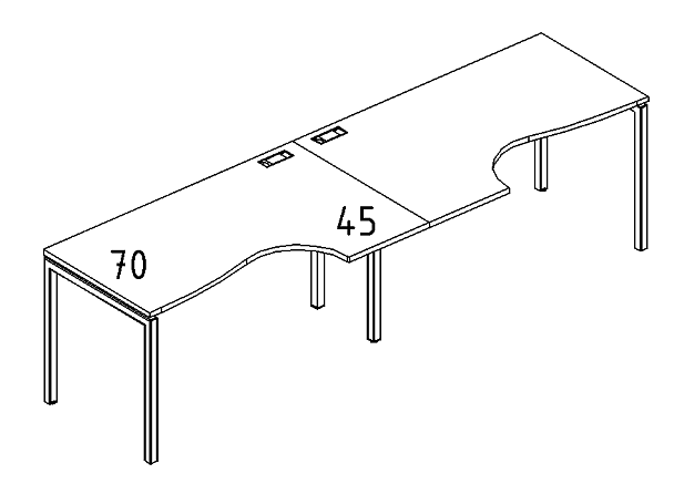 Рабочая станция эргономичные столы Классика DUE (2х120) A4 А4 Б2 041-2 БП антрацит премиум / металлокаркас белый - Вид 3