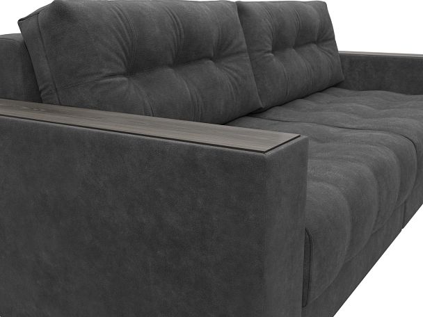 Диван прямой с декором Лига-049 НПБ Велюр серый - Вид 4