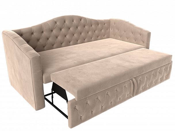 Прямой диван Мечта (полностью велюр бежевый) - Вид 6