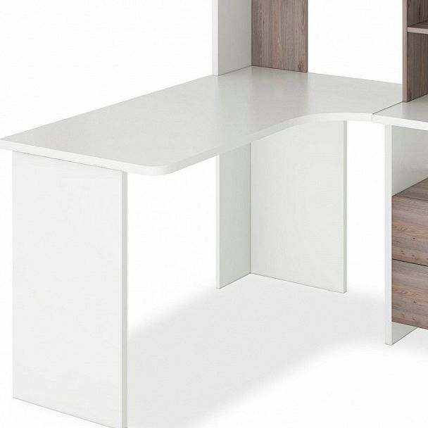 Стол компьютерный Домино Лайт СКЛ-Угл130+НКЛХ120 Белый/Нельсон правый - Вид 5