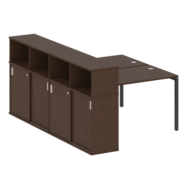 Metal System Quattro Р. ст. с шкафом-купе на П-образном м/к 40БП.РС-СШК-4.2 Т Венге/Антрацит металл 1610*2332*1098 - Вид 1