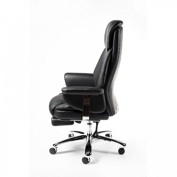 Кресло Парламент / (black) сталь + хром / черная кожа - Вид 2