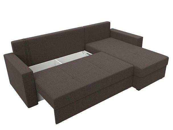 Диван угловой Верона Лайт правый угол Рогожка коричневый - Вид 7