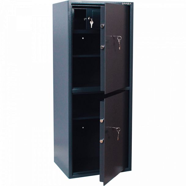 Сейф BRABIX "КМ-1200Т/2", 1200х475х400 мм, 76 кг, 2 отделения, ключевой замок, трейзер, крепление к стене, 291170 - Вид 1