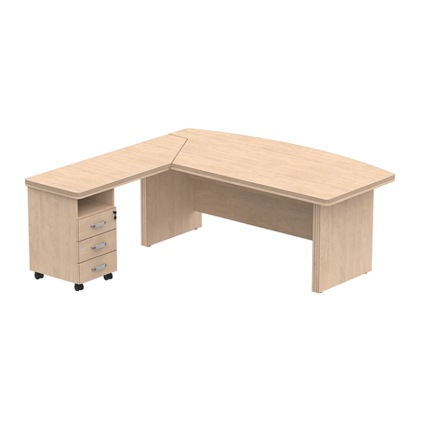 Стол руководителя с тумбой L,R 1600 Берлин Береза Майнау СРТ 16-200 - Вид 2