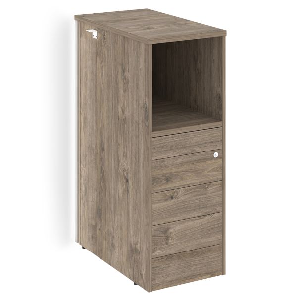 Тумба с подсветкой 5 ящиков TIP-ON, проходная  средняя "Onix" O.R-TV-5TIP.S тиквуд темный - Вид 1