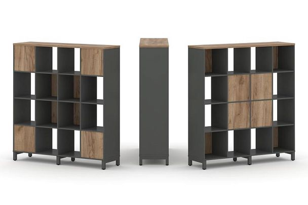 Стайл Проджект Набор стеллажа 2-х сторон., 4 яр. SN.NSD-441 Антрацит/Дуб Табак/Металл Антрацит 1488* - Вид 1