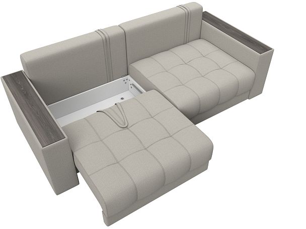 Диван прямой с декором Лига-049 НПБ Рогожка бежевый - Вид 7