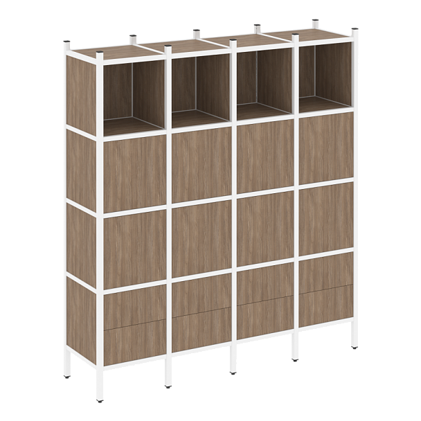 Loft Прямой стеллаж наборный VR.L-09 Дуб аризона/Белый металл 1694*446*1869 - Вид 1