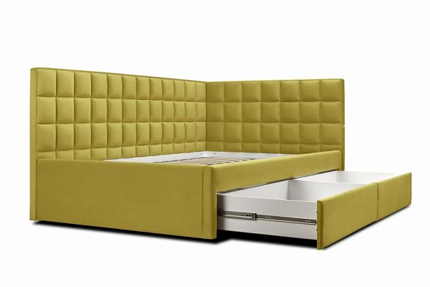 Кровать «Юник» с ящиками 900, желтая - Вид 2