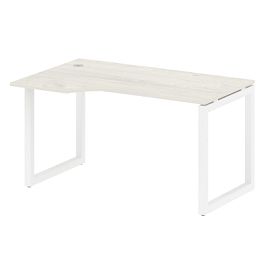 Metal System Quattro Стол криволинейный левый на О-образном м/к 50БО.СА-2 (L) Дуб наварра/Белый металл 1400*900*750 - Фото предпросмотра