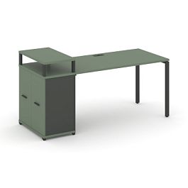 Concept Стол рабочий с опорным распаш. шкафом с верх. горизонтом  CN.SP-221 W Кобо/Антрацит/Металл Антрацит 1400*720*917 - Фото предпросмотра