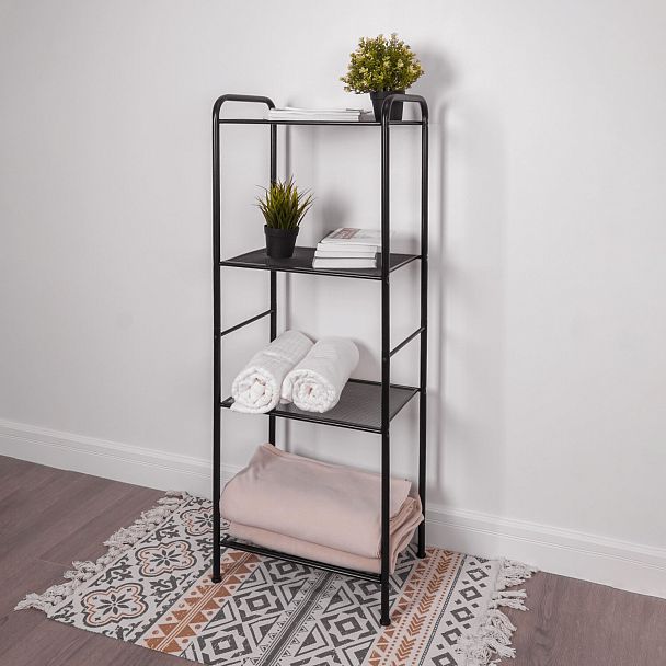 Стеллаж на металлокаркасе "Валенсия-14", 455х300х1205 мм, 4 полки, черный, СТВ14 Ч - Вид 7