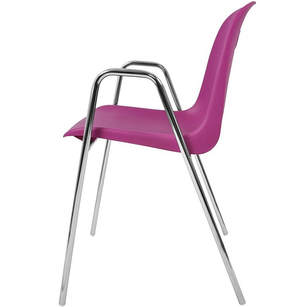 Стул Venezia (4 высокие ножки c подлокотниками), каркас хром, фиолетовый, РП+ИК, стопируемый - Вид 2