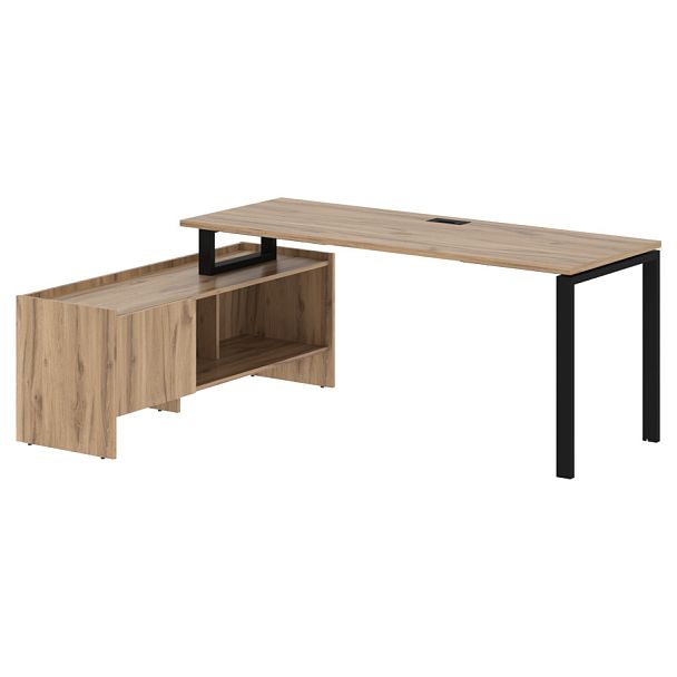 Стол с тумбой EUCT 19614 Дуб Денвер светлый/Черный 1960х1400х750 EDIS - Вид 1