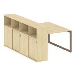 Metal System Quattro Р. ст. с шкафом-купе на О-образном м/к 50БО.РС-СШК-4.2 Т Акация/Мокко металл 1610*2332*1098 - Фото предпросмотра