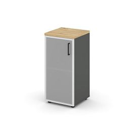 Style Project Шкаф низкий узкий SN.STU.E-303(L) Антрацит/Тиквуд Светлый/Сатин/Черный Ручки 400*400*8 - Фото предпросмотра