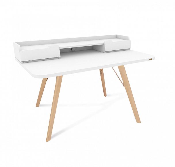 Стол рабочий Sheffilton SHT-TU9-2/TT31 120/65 ЛДСП прозрачный лак/белый шагрень - Вид 2