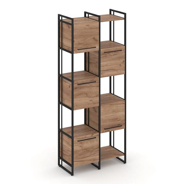 Rift Шкаф комбинированый RF.NS-003 Дуб Табак/Металл Черный 820*396*2010 - Вид 1