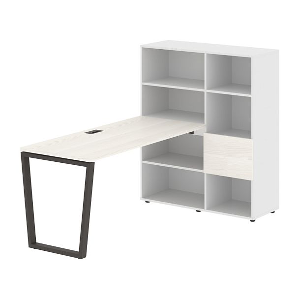 Стол-стеллаж EVRST 1115 Ясень Траун/Мокко/Белый 1990х1120х1355 EDIS - Вид 1