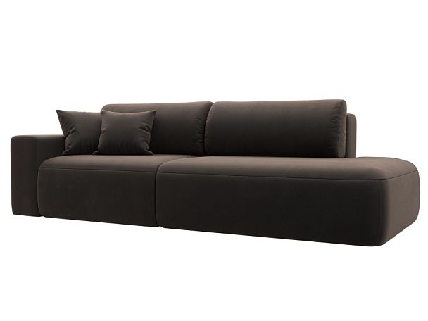 Диван прямой Лига-036 Модерн подлокотник слева Велюр коричневый - Вид 1